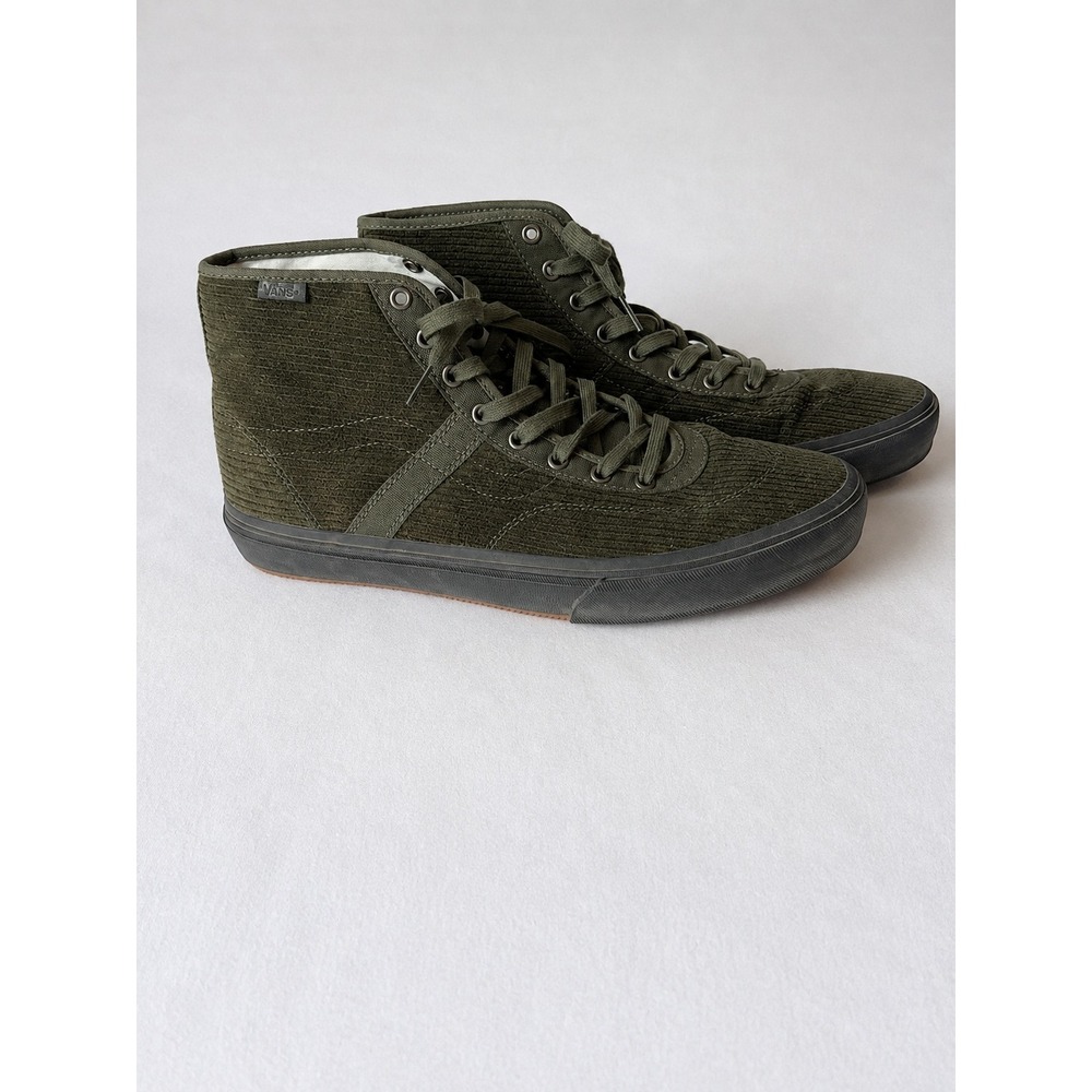Vans Skateboarding Men's 12 Olive Green Corduroy High Top Sneakers PopCush